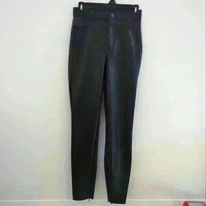 ZARA | Women's Black Faux Leather High Waisted Fleece Lined  Pants